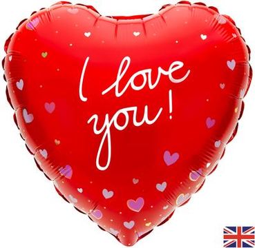Oaktree 18inch I Love You Hearts and Dots - Foil Balloons